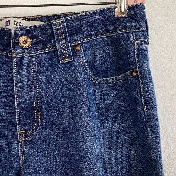 Woman's GAP Curvy Flare Blue Jeans Size 10 Mid Rise 34/31 Ankle 5 Pockets - Picture 4 of 16